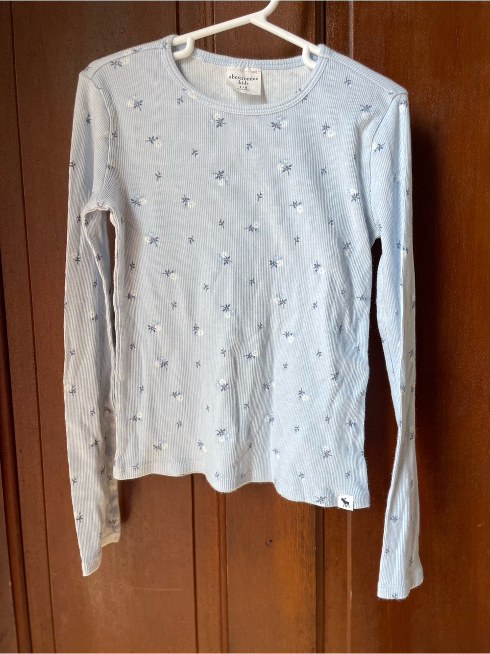 abercrombie kids girls size 7/8 long sleeve blue floral top